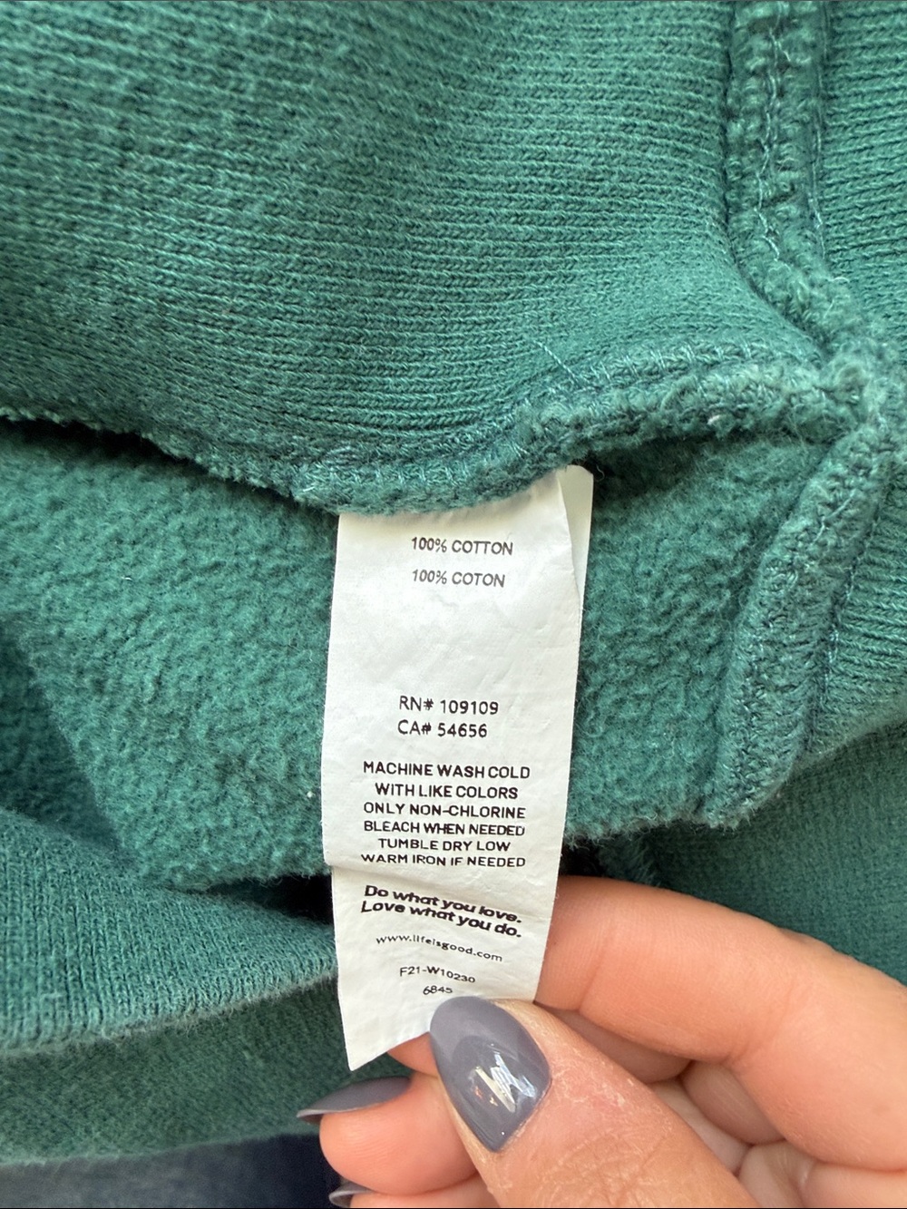 Life Is Good Teal Green Full-Zip Hoodie with Logo cotton large mountain - Picture 6 of 6